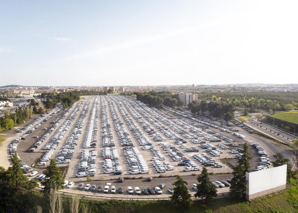 parked vehicles aerial view