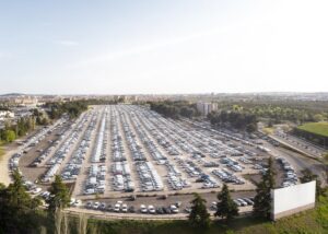 parked vehicles aerial view