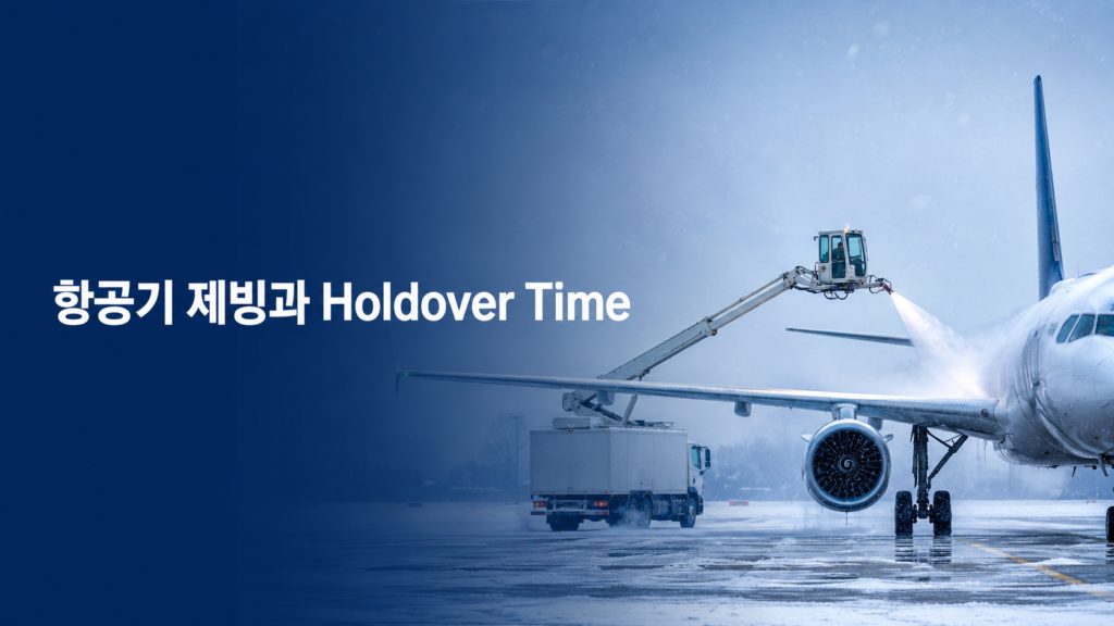 항공기 제빙 절차와 Holdover Time: 겨울철 지연·재제빙이 발생하는 운항 원리 1 겨울철 공항에서 항공기 날개를 제빙하는 모습과 Holdover Time 안내