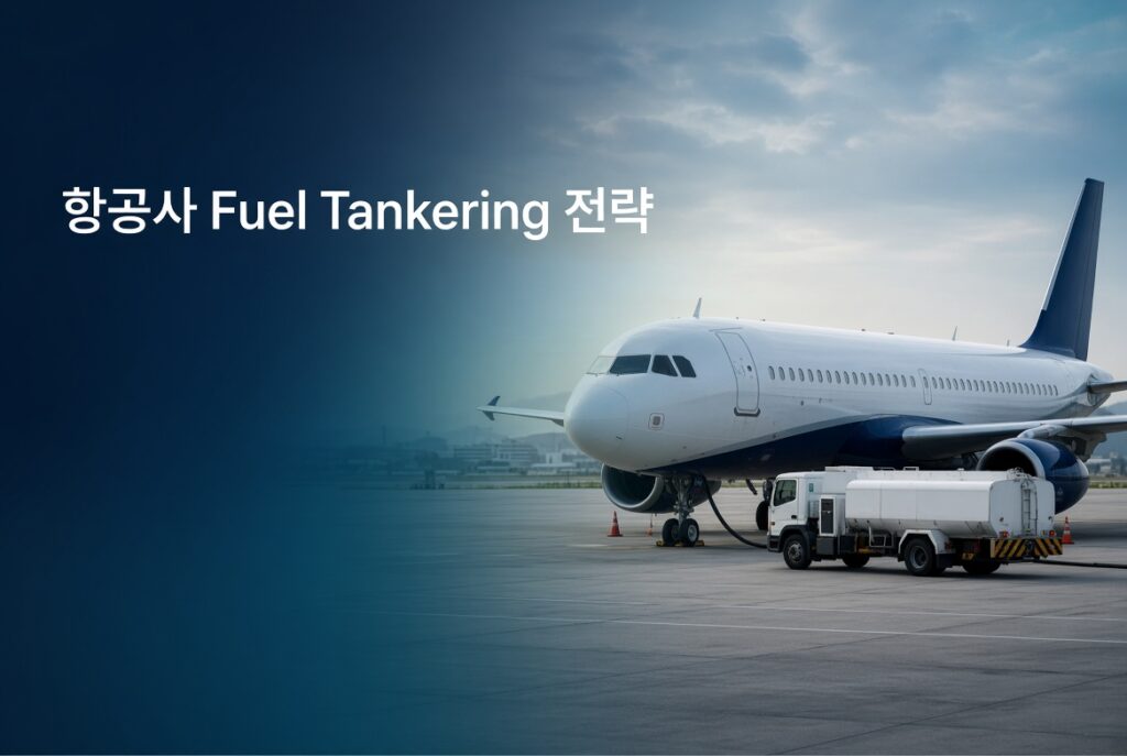 항공사 Fuel Tankering 전략과 연료 가격·기체 중량 계산 원리를 설명하는 해외여행 정보 이미지