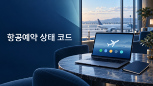 항공예약 GDS 상태 코드 분석: HK·TK·UN·UC·HX 의미와 변경·취소 확인법 3 항공예약 GDS 상태 코드 확인을 상징하는 노트북과 공항 배경의 여행 준비 이미지