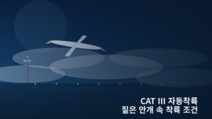 CAT III 자동착륙 시스템 완전정리: 짙은 안개 속에서도 착륙이 가능한 조건과 운항 제한 9 짙은 안개 속 CAT III 자동착륙 시스템으로 활주로에 접근하는 항공기와 관제탑 이미지